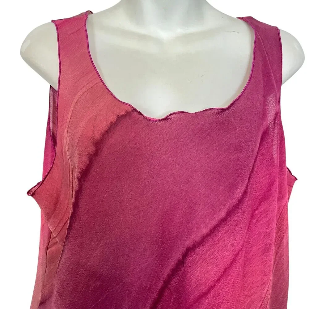Rapz Womens Sheer Oversized Flowy Lagenlook Top Pull On Skirt Resort Pink sz XL
